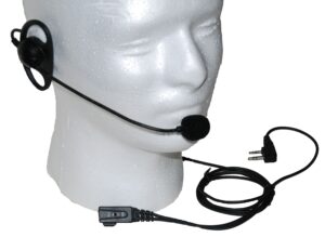 D shape earpiece with boom microphone